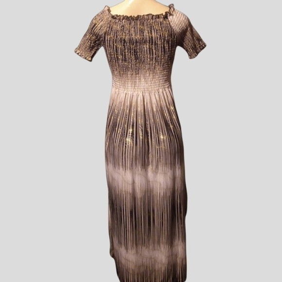 Silver Metallic Maxi Dress L - Picture 7 of 7